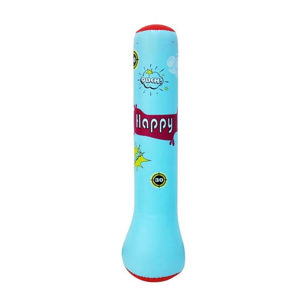 Coloana de box gonflabilă pentru copii 163x40 cm material PVC întărit Sac de antrenament autonom umplut cu apă și nisip Sac de box fitness pentru adolescenți albastru
