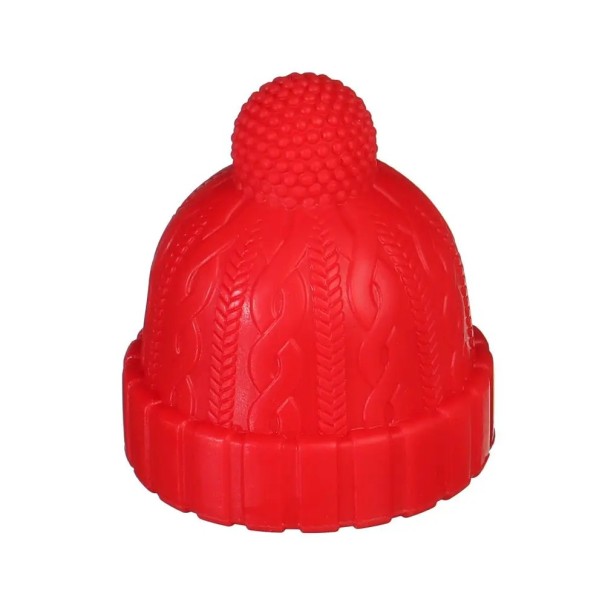 Colourful Bottle Stopper in the Shape of a Knitted Beanie with a Pom-Pom Original Wine Closure Decorative Silicone Bottle Stopper red