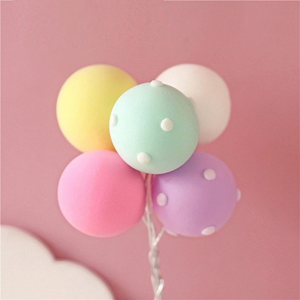 Colourful Cake Decoration in the Shape of Balloons 10 cm Pastel Foam Decoration for Birthday Cakes and Celebrations colourful