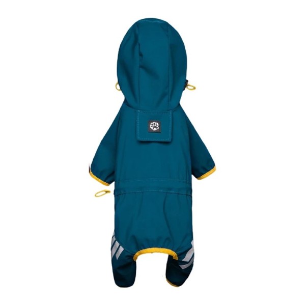 Colourful Dog Raincoat with Hood and Reflective Elements Size M Fastened with Three Press Studs Protection Against Rain and Wind for Small Dogs blue
