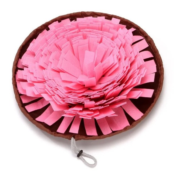 Colourful Felt Snuffle Mat for Dogs Diameter 40 cm Foldable Interactive Toy for Slow Feeding and Scent Training pink