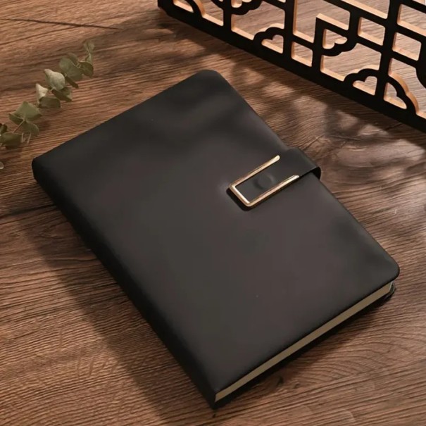 Colourful Retro Notebook A5 with Soft Leatherette Cover 360 Pages Suitable for Students and Office Use with Bookmark and Pen Loop black