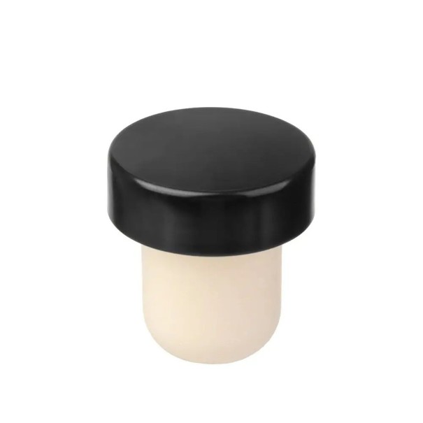 Colourful Wine Stopper with Flat Cap Bottle Closure 30 x 29 mm Practical Wine Stopper Reusable Closure black