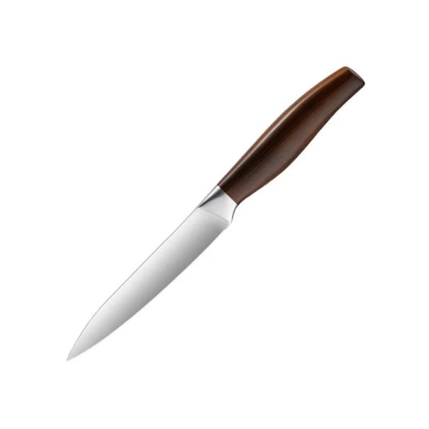 Coltello da cucina chef giapponese in acciaio inossidabile lama argentata manico marrone coltello per la preparazione degli alimenti 23 x 2 cm 1