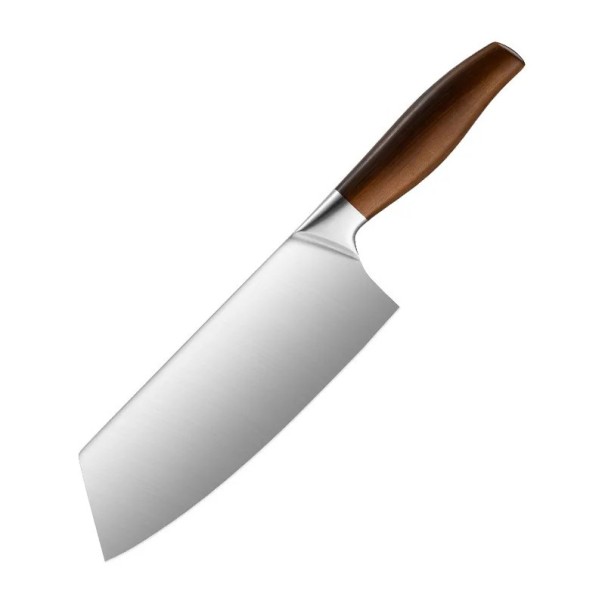 Coltello da cucina giapponese in acciaio inossidabile Lama argento Manico marrone Coltello da cucina professionale per affettare cibi 33 x 6,5 cm 1