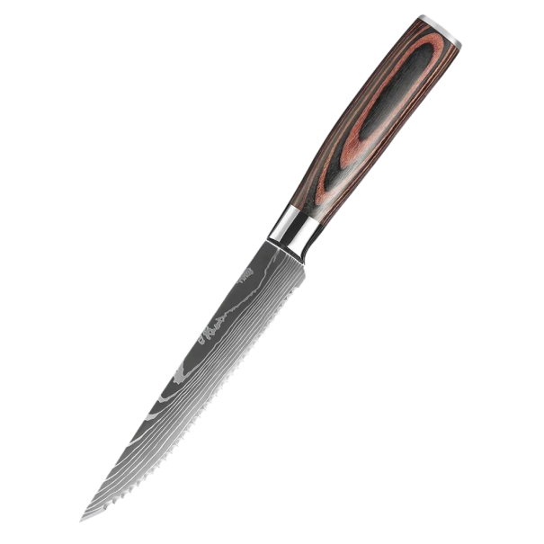 Coltello da cucina professionale per steak Santoku in acciaio inossidabile Coltello da chef affilato con manico ergonomico in legno per carne 1