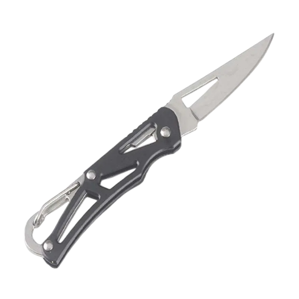 Coltello pieghevole da campeggio 14 cm con moschettone Lama in acciaio inossidabile Strumento EDC da esterno Coltello tascabile per escursioni Attrezzatura da viaggio Escursioni nero