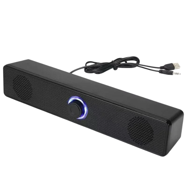 Coluna Bluetooth de Secretária 25W Microfone Duplo com Fios e Sem Fios Som Estéreo 3D Sistema de Áudio HIFI Doméstico USB 1
