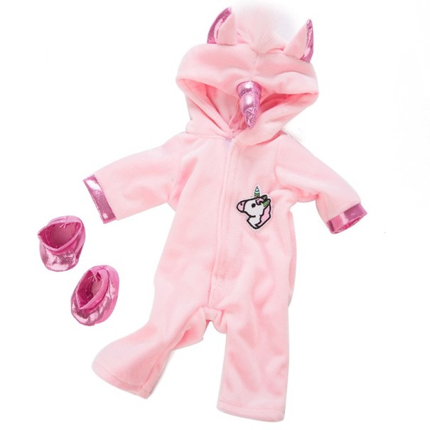 Combinaison avec un licorne pour poupée rose