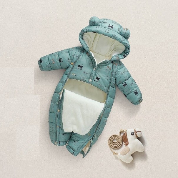 Combinaison d'hiver pour bébé T2701 vert foncé 0-6 mois