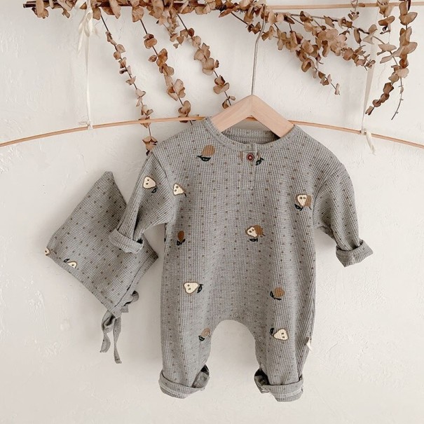 Combinaison pour bébé avec bonnet T2751 gris 3-6 mois