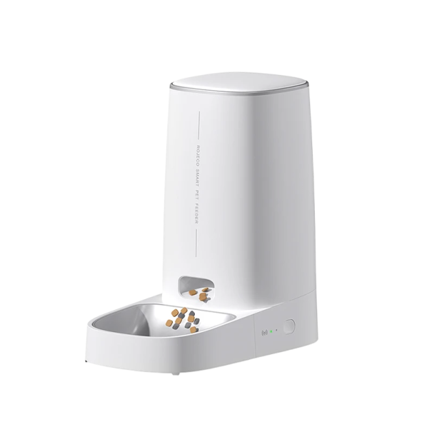 Comedouro automático de 4l para gatos com controlo WiFi Dispensador de ração ecrã LCD Configuração remota de porções Ração seca Luz verde/vermelha 1