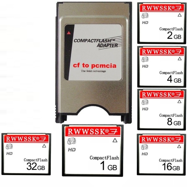 Compact Flash-minneskort med PCMCIA-läsare