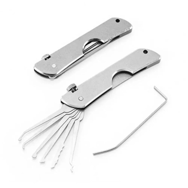 Compact Lock Opening Set 9x1.5 cm Stainless Steel Universal Keys and Mini Hooks Corrosion Resistant Practical Locksmith Tools 1