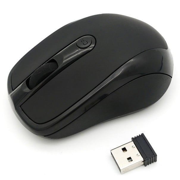 Compacte draadloze muis voor computer en laptop USB-ontvanger 2,4 GHz Resolutie 2000 DPI Aangedreven door 2x AAA Afmetingen 9,5 x 6,5 x 3,6 cm Zwart 1