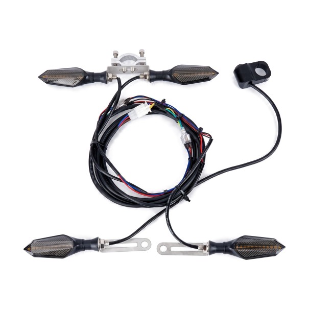 Complete Set of LED Indicators for Electric Bicycle 48 V and 60 V 4 pcs Dynamic Flashing Handlebar Indicator Switch 32 mm Bracket Wiring IPX5 1