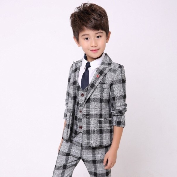 Completo a quadri per bambino B1334 grigio 2