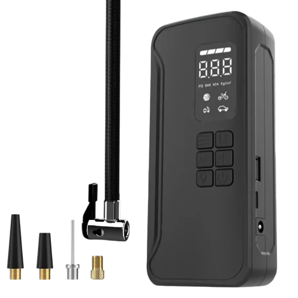 Compresor de aire inalámbrico portátil de 4000 mAh, inflador de neumáticos eléctrico con pantalla táctil para coche, bicicleta, motocicleta, carga 1