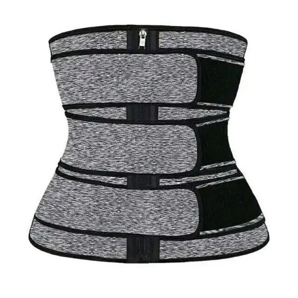 Compressie Gewichtsverlies Riem voor Mannen Lichaamsvormende Riem Neopreen Afslankriem Ritssluiting Sauna-effect Lendensteun grijs 4XL