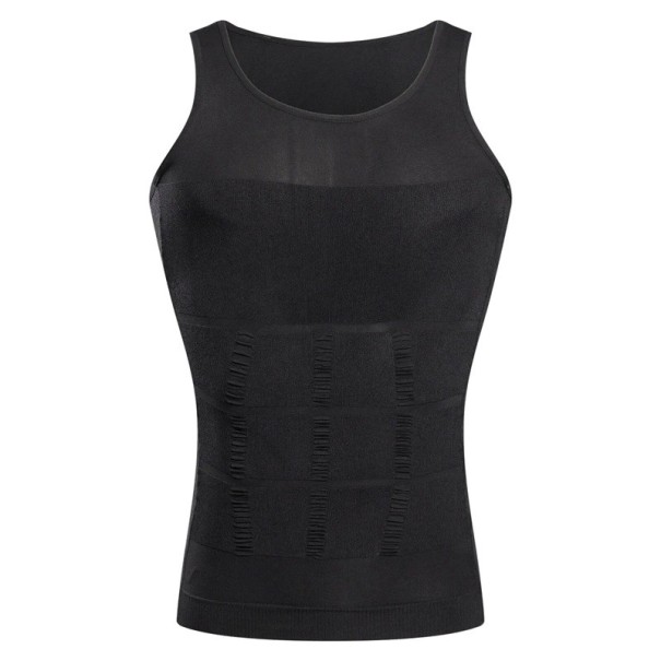 Compressie tanktop voor heren, afslankend shapewear, compressie T-shirt voor heren, naadloze compressiekleding, sport- en fitnesstanktop zwart M