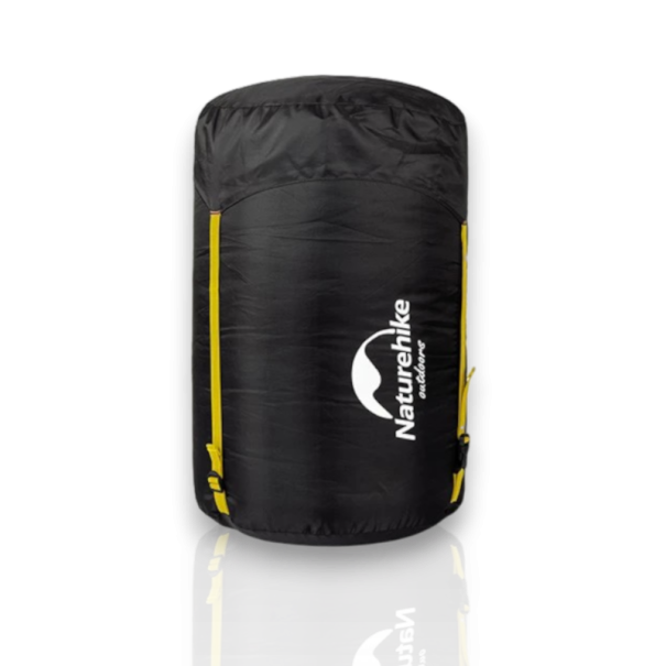 Compressie zak voor slaapzak maat L Diameter 30 cm hoogte 50 cm Uitgevouwen 50 x 50 cm Riemen met gespen Zwart Voor kamperen en opslag 1