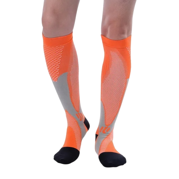 Compressiekousen tegen spataderen Katoenen compressiekniekousen voor sport Tegen spataderen V305 oranje 35-41