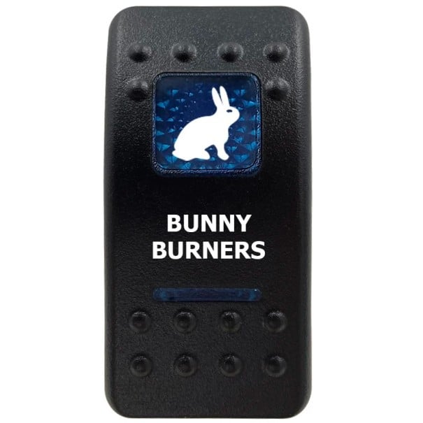Comutator cu basculă BUNNY BURNERS unipolar 12V rezistent la apă cu iluminare LED albastră buton negru comutator pentru bărci și ambarcațiuni