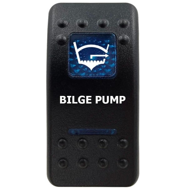 Comutator cu basculă unipolar BILGE PUMP 12V rezistent la apă cu iluminare LED albastră comutator negru pentru pompă de bărci pentru nave și ambarcațiuni