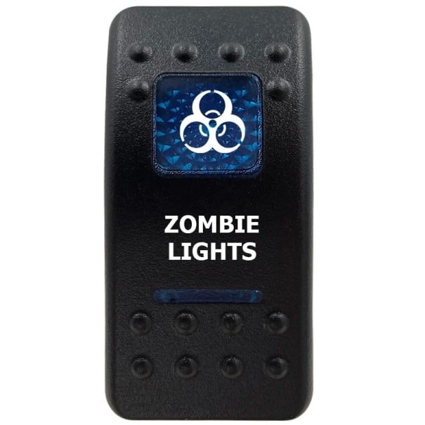 Comutator cu basculare unipolar rezistent la apă 12 V Iluminare LED albastră ZOMBIE LIGHTS Comutator negru Pentru auto offroad și barcă controlul 1