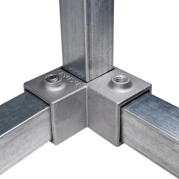 Conector angular 3 vias para perfil quadrado 25 × 25 mm 90° conector angular de três braços para ligação de perfis no canto da construção 1
