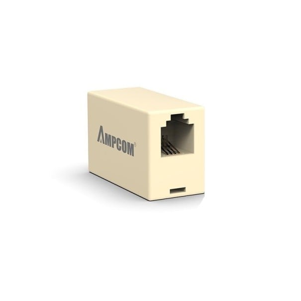 Conector pentru cablu telefonic RJ11 Adaptor cu două conectori pentru conectarea a două cabluri Pentru conectori 6P4C și 6P2C Plastic ABS Culoare bej 1