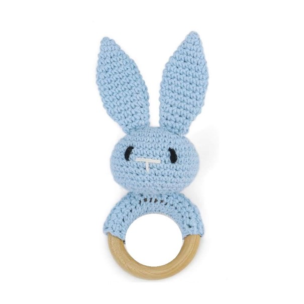 Conejito sonajero azul