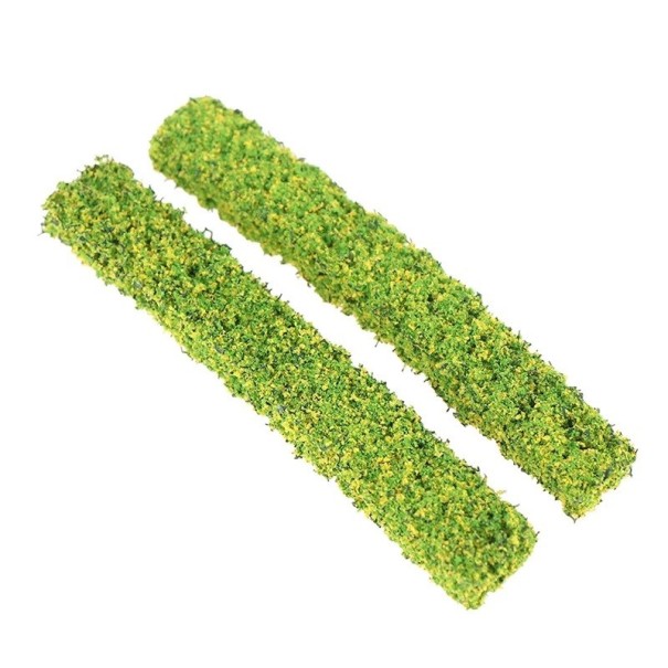 Conjunto 2 pcs Faixas de Arbustos em Escala 10 x 1,5 x 1 cm Cerca Verde Cenário Miniatura Diorama Modelismo 1