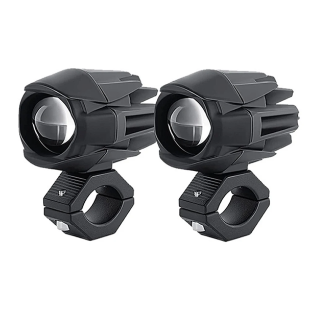 Conjunto 2 pcs faróis LED para motocicleta 25 W Luz pontual Branca quente e fria 9–85 V DC IP67 À prova de água 2 suportes Iluminação off-road 1