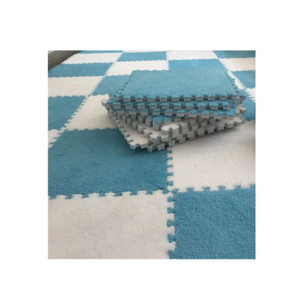 Conjunto 20 pcs tapete de espuma infantil 30x30 cm Tapetes de puzzle macios Tapete de jogo em espuma Tapete de espuma dobrável para crianças azul-branco