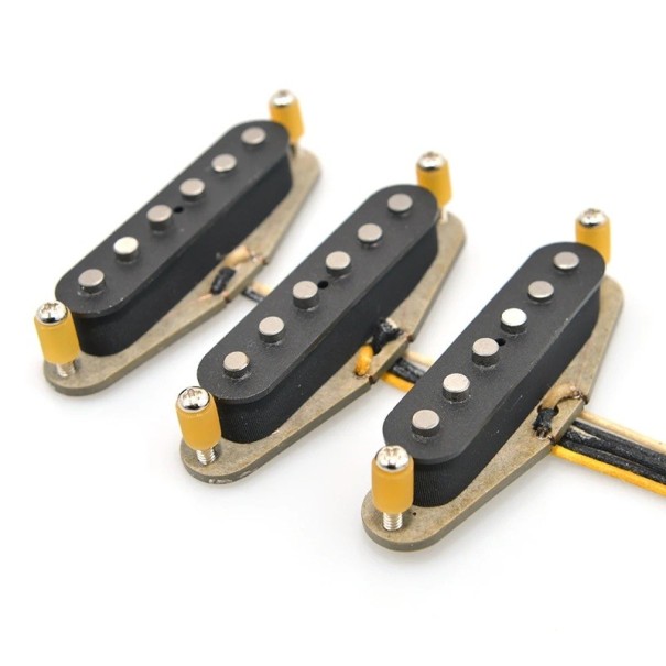Conjunto 3x Strat single coil pickups 52mm com tubos de latão e inox e 6 parafusos Peças de substituição para guitarra elétrica DIY 1