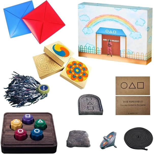 Conjunto de 12 peças de adereços de jogo com caixa de presente Jogos de equipa Desafios infantis Diversão temática Jogo inspirado em competição 1