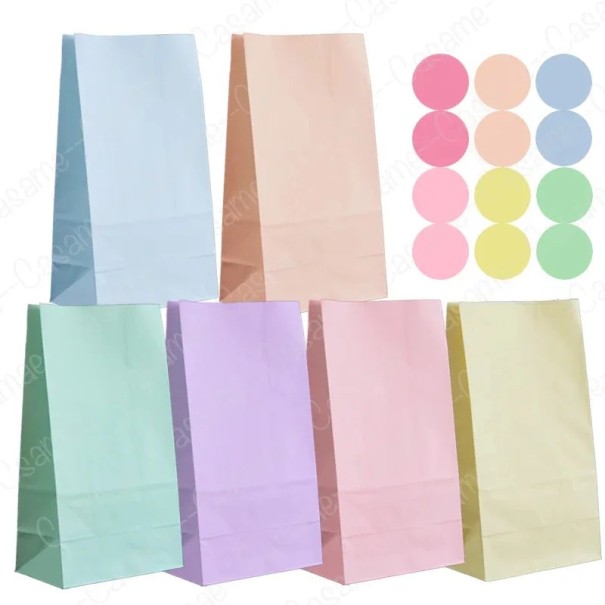 Conjunto de 12 sacos de papel para presente 13 × 8 × 24 cm, sacos de papel coloridos com fundo plano para presentes e decorações 1