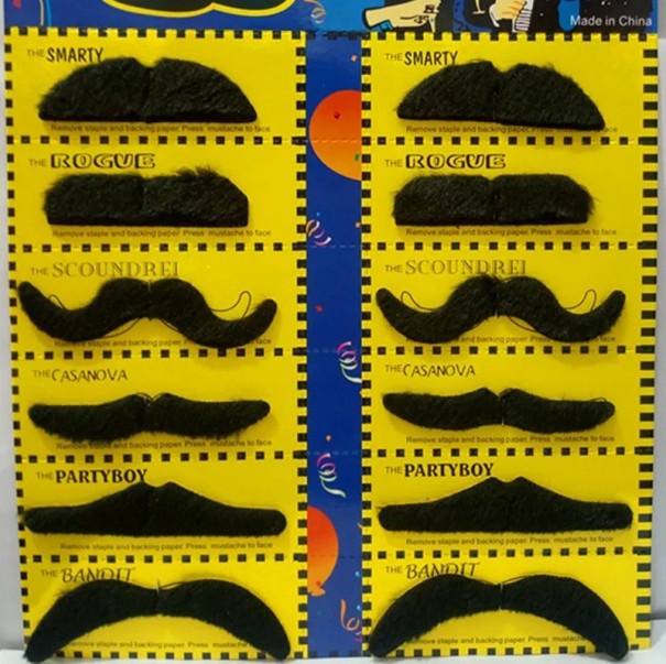 Conjunto de 12 unidades de bigodes falsos Vários estilos Bigodes autocolantes artificiais Acessório de Carnaval Cosplay Máscara Festa de Halloween Atração para Fotocabine 1