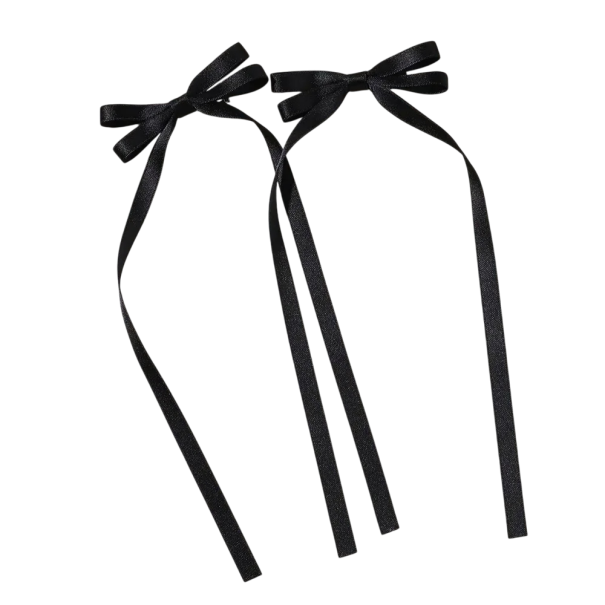 Conjunto de 2 ganchos de cabelo com laço duplo Sponas elegantes com laço Acessório de cabelo estiloso Para raparigas Mulheres Penteado da moda Fixação suave e firme preto