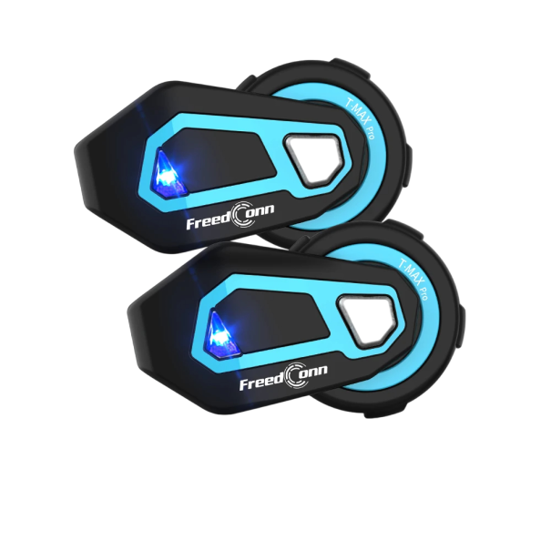 Conjunto de 2 intercomunicadores T-MAX PRO Bluetooth 5.0 Qualcomm 570mAh Duração 17 h IP65 Altifalantes HIFI Vários dispositivos Design aerodinâmico 1