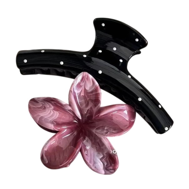 Conjunto de 2 pcs de clipes decorativos para cabelo Clipes em arco com bolinhas e clipe em forma de flor Fixação segura acessório de cabelo estiloso 1