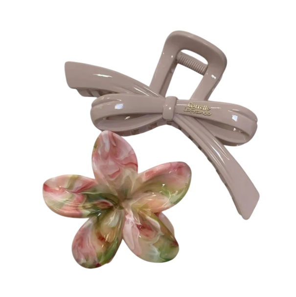 Conjunto de 2 pcs de clipes decorativos para cabelo Laço e clipe floral Acessórios de cabelo elegantes com fixação firme 1