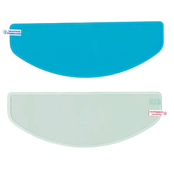 Conjunto de 2 películas para capacete 25x9 cm Película transparente contra a chuva e o nevoeiro Autocolantes de segurança para motocicletas Proteção duradoura Unissexo 1