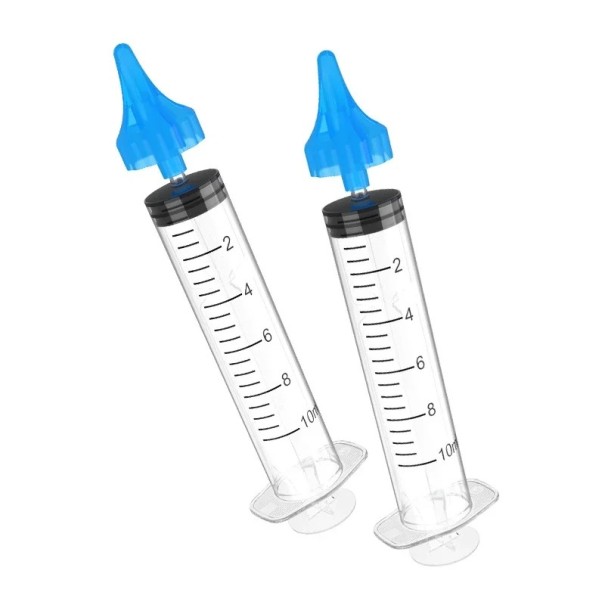 Conjunto de 2 seringas de lavagem para limpeza de ouvidos 10 ml Acessório para lavagem de ouvidos com jato de água Remoção segura de cera Higiene suave para toda a família 1