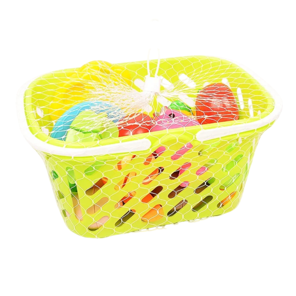 Conjunto de 20 brinquedos de cozinha para crianças com fruta, legumes, outros alimentos, cesta de compras, 2 facas, tábua de corte dupla face e 3 1