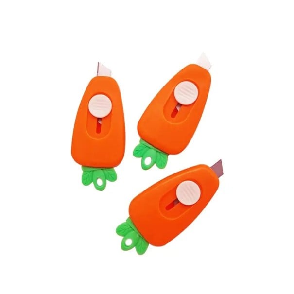 Conjunto de 3 mini cortadores Cenoura Facas fofas para abrir cartas e pacotes Cortadores de escritório e escolares Tesouras Kawaii para papel 1