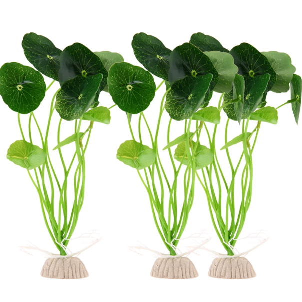 Conjunto de 3 plantas artificiais para aquário 22 cm Decoração não tóxica para peixes Decoração aquarística realista Ornamento em plástico Seguro para a água 1