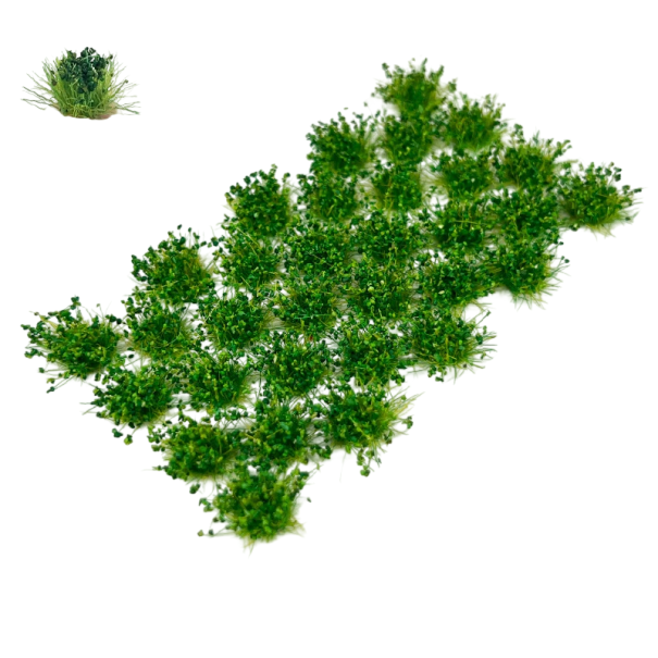 Conjunto de 32 tufos de relva 8–10 mm altura 9 mm Miniaturas de arbustos verdes Decoração para dioramas e paisagens em miniatura 2