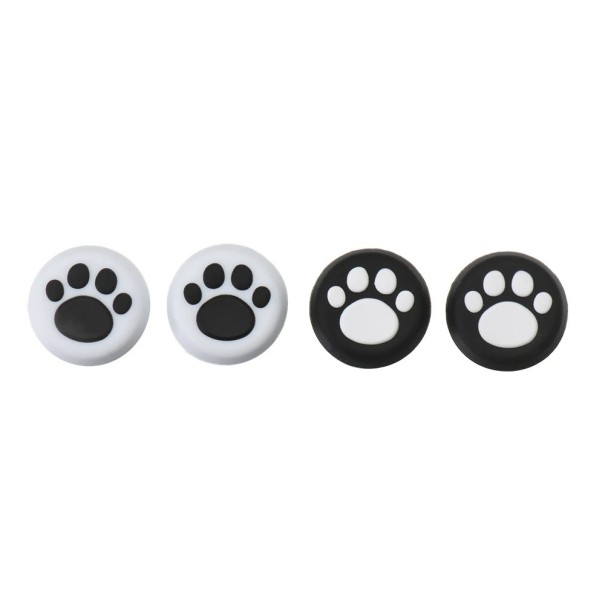 Conjunto de 4 capas de silicone coloridas para joysticks com padrão de pata para controladores PS5 PS4 e Xbox One X S preto